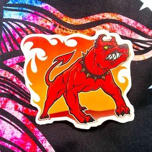 Red Devil Dog Pit Single Decor Accent Waterproof Sticker